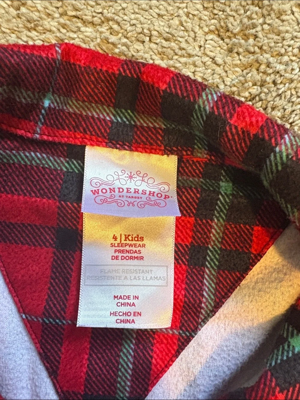 Wondershop Red and Green Plaid Kids Pajama Set